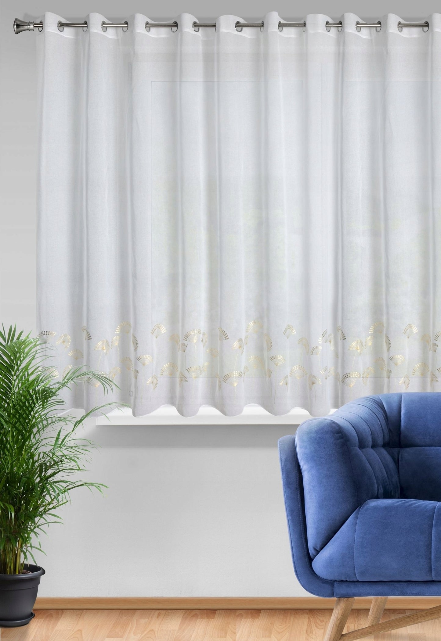 Dieninės Užuolaidos Su Auksinėmis gėlėmis 300x150 cm