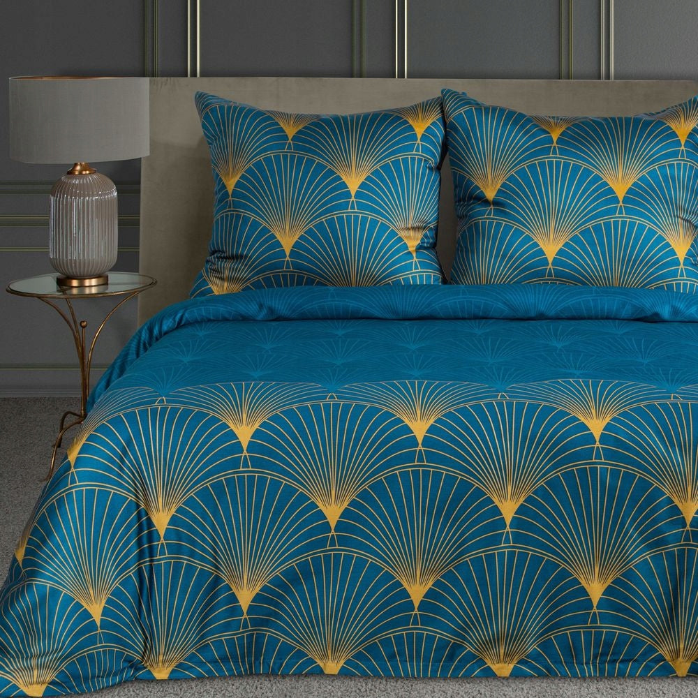 Ribotos Kolekcijos Satininis Patalynės Komplektas Lotus Blue