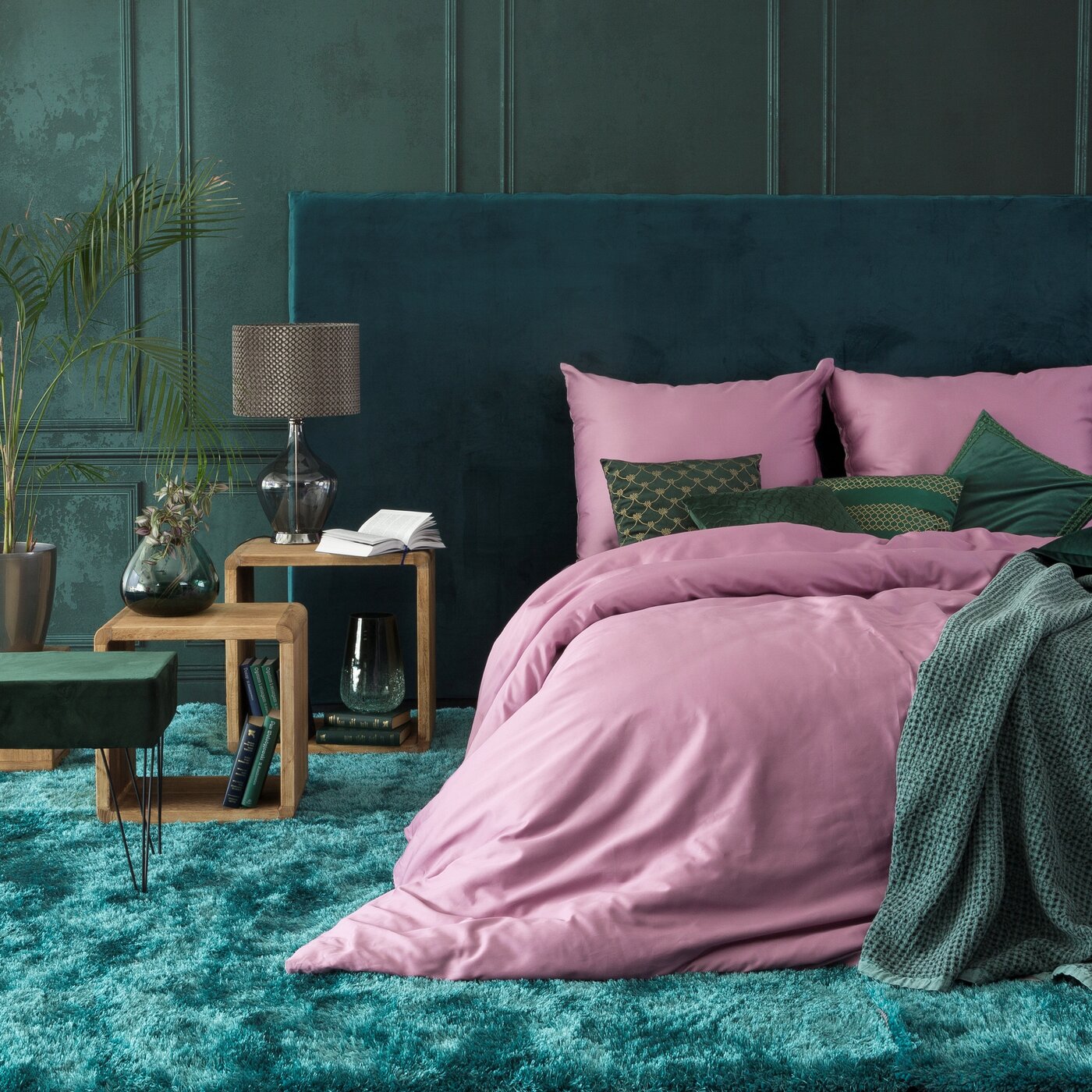 Premium Kokybės Satininis Patalynės Komplektas Pink