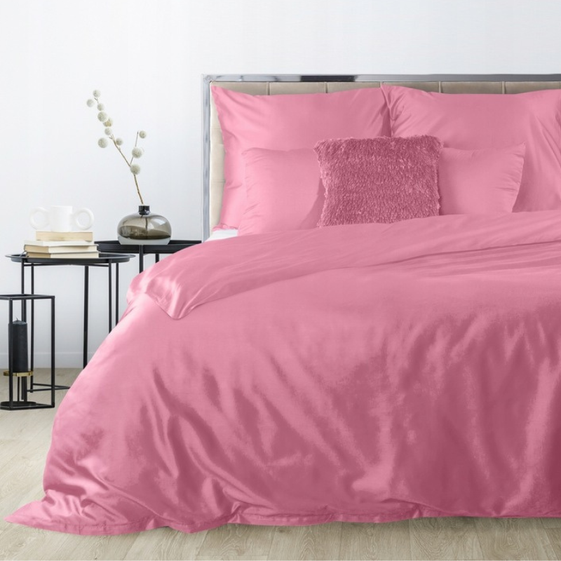 Premium Kokybės Satininis Patalynės Komplektas Pink