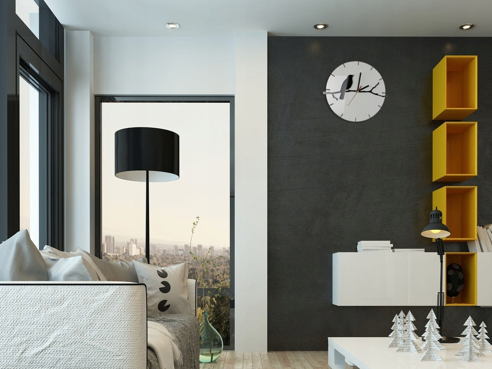 Sieninis Laikrodis Bird White