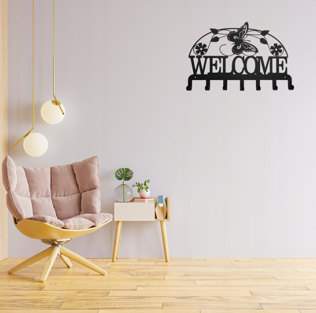 Sieninė Kabykla Rūbams Ir Raktams Welcome